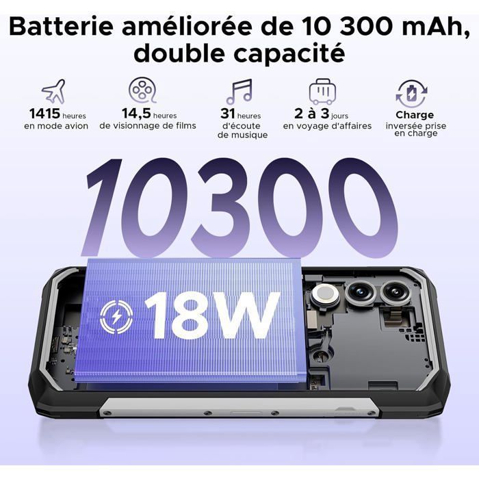 Smartphone Robuste DOOGEE Fire 5 Ultra 32Go+256Go 6.6" 13000mAh Telephone Portable Incassable Android 15 48MP Double SIM/NFC Orange