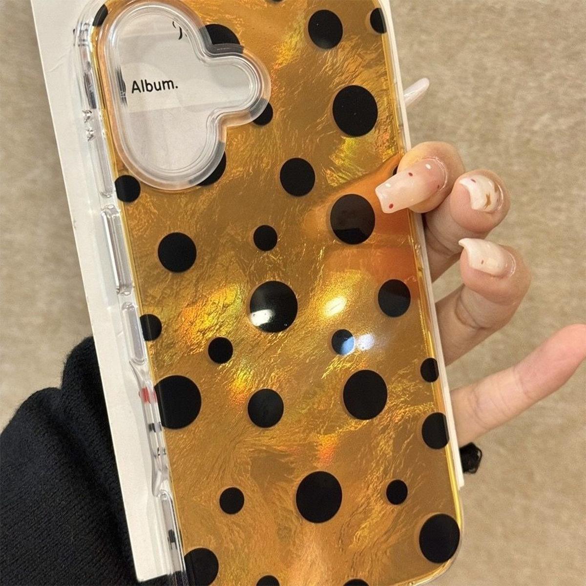 

For Apple Mobile Phone Case, Light Luxury, High-grade Silicone Transparent Magnetic Design, Niche Girls Wave Dot Mobile Phone Case For iPhone 16PROMAX