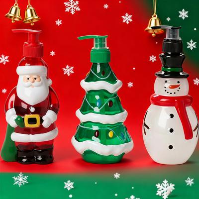 350ML Santa Christmas Refillable Dispenser Bottles - Home Storage Containers for Shampoo Body Wash Holiday Presents