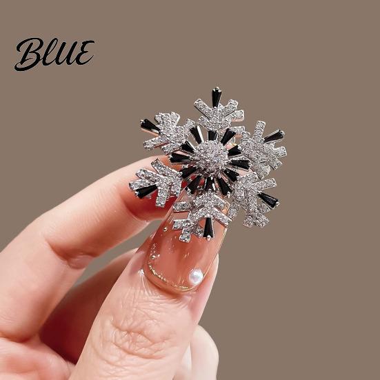 Black And White Brooch Snowflake Full Diamond Multifunctional Jewelry