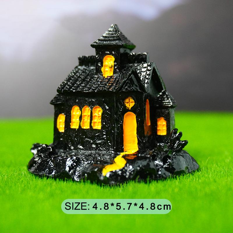 Creative Halloween Pumpkin Ghost Bat Ornaments Micro Landscape Miniature Figurines DIY Home Desktop Decoration Children Gifts