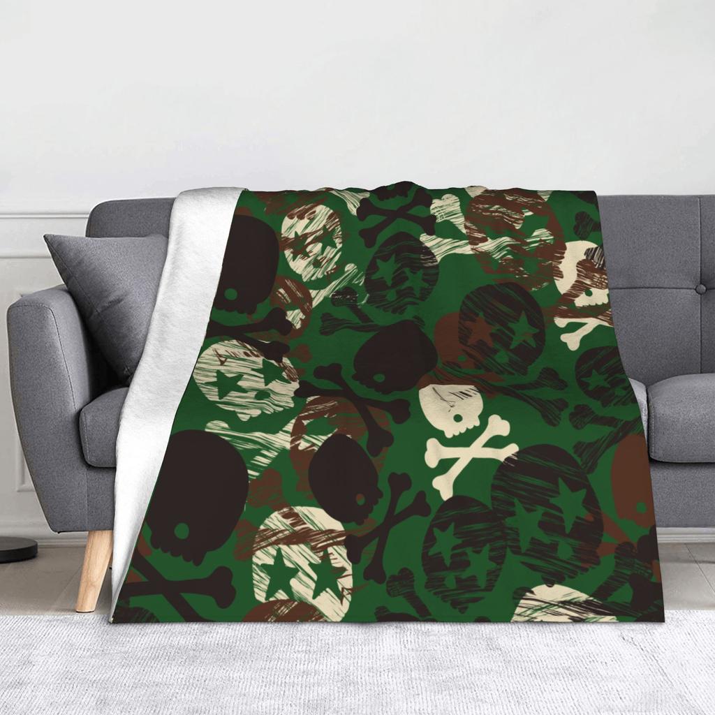Tree Camouflage Fleece Throw Blankets Hunting Camouflage Pattern Blankets for Bed Travel Soft Plush Thin Quilt