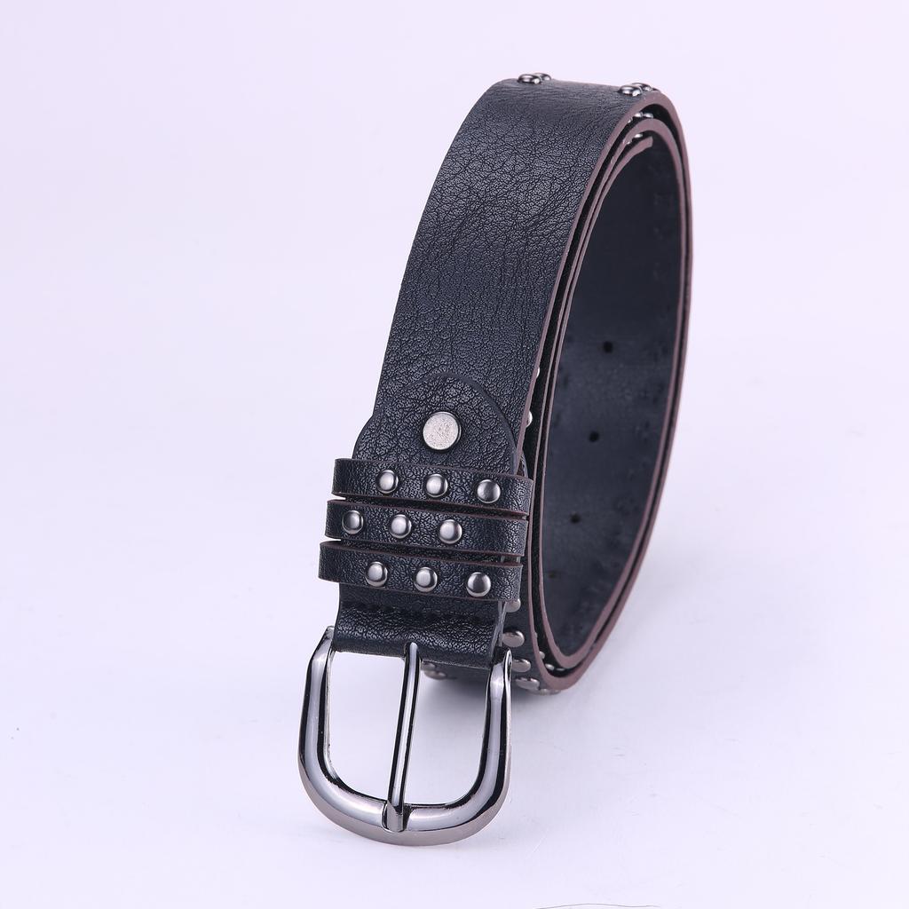 Fashion punk style needle buckle willow nail belt women's high-end jeans skirt versatile decorative belt solid buckle belt