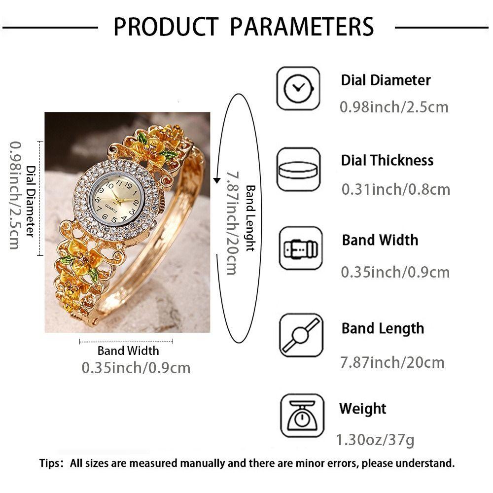 Quartz Movement Rhinestone Dress Watch Round Dial Quartz Bracelet Wristwatch Casual Occasion