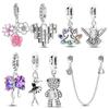 Copper Golden Rose Heart Charms Beads Sparkling Apple Bear Pendants Fit Women Bracelet Necklace Diy Jewelry Gifts