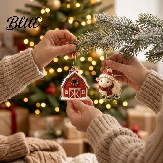 Kids Holiday Activity Ornament Set Calendar 24Pcs Christmas Advent Sets Farm Acrylic 2D with Rustic