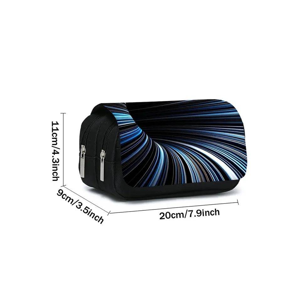 Laser Vortex Pattern Double Flip Fabric Pen/Pencil Pouch Case Boy/Girls Best Gift 3D School Office Use Children Model WKA14