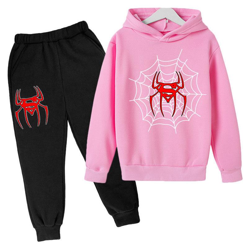 Autumn Winter Spider Printed Hoodies Sweatpants Set Fashionable Casual Warm Sports Long Sleeved Pants Men's Sport Wear