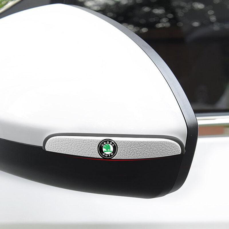 4pcs Car Door Anti-Collision Strip Rearview Mirror Protection Sticker for Skoda Fabia Kodiaq Kamiq Superb Yeti Octavia Enyaq Rapid Karoq Derivati