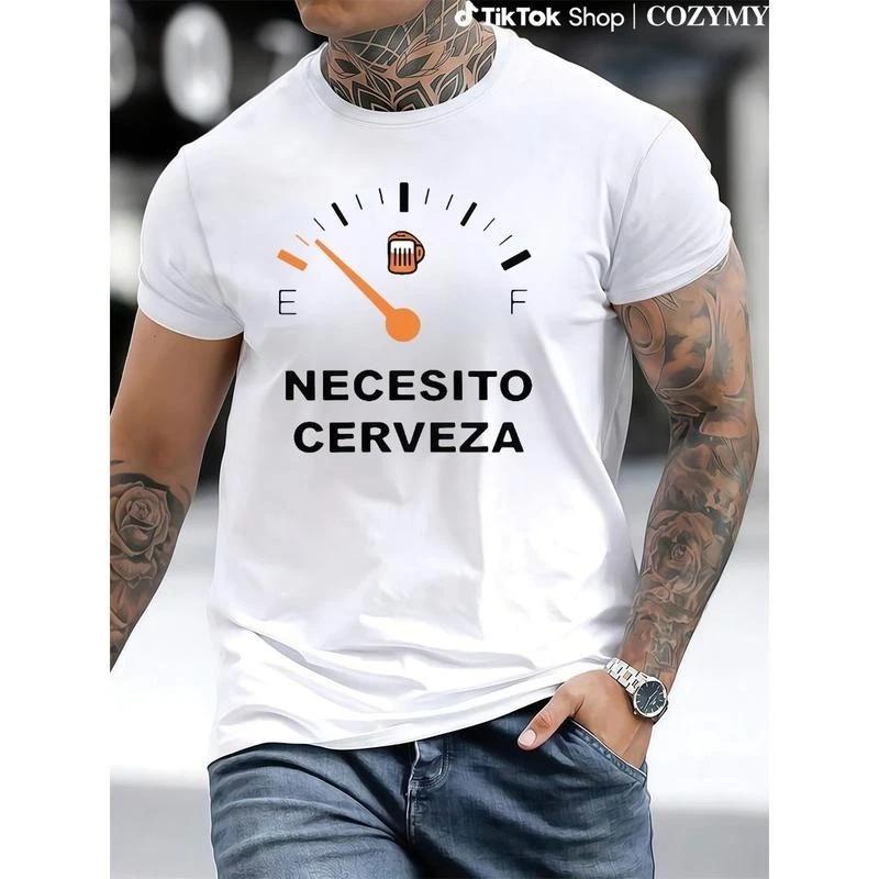 Men s Regular Fit Letter Graphic Round Neck Tee, Casual Short Sleeve Crew Neck T XL