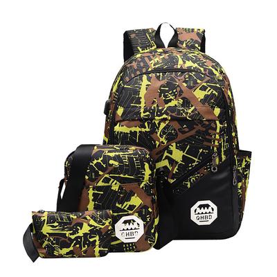 3pcs//set USB Male backpacks camouflage school bags for middle school boys girls
