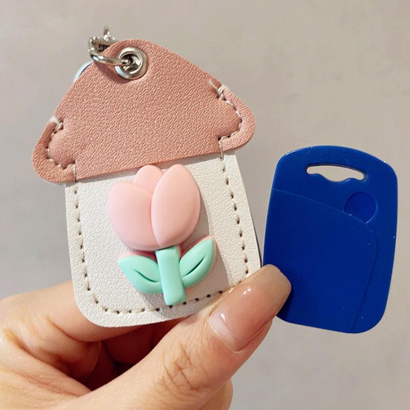 2PCS/Set Keyrings Convenient 3D Tulip Design Accessories Keychain Cute Access Card Holder Multi-Functional Multicolor