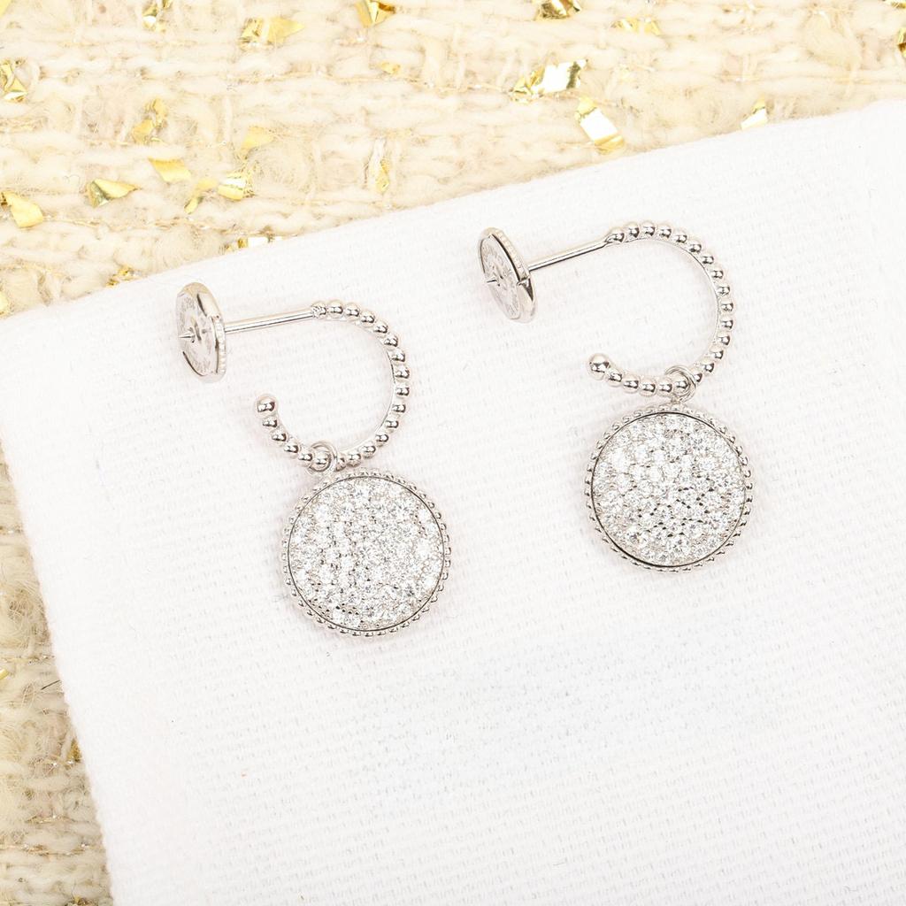 New Hot Brand Vintage Earrings for Women Luxury Jewelry Fashion Diamond Designer Eardrop Pure 925 Sliver Lady Stud Earrings