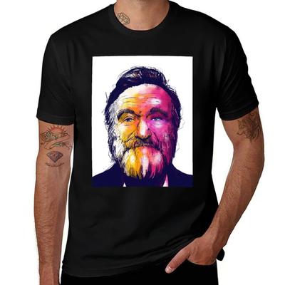 T-shirt Illustration Portrait Hommage Robin Williams Haut en Coton Manches Courtes Work