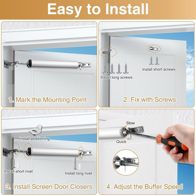 4 Farger Myktlukkende Automatisk Dørpumpe 35KG Pneumatisk Justerbar Hastighet Posisionering Dørstopper Beskyttende Dørholder Maskinvare