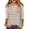 Women's T Shirt Print Button 3/4 Sleeve Daily Weekend Fashion Basic V- Neck Regular Top