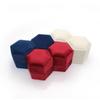 Luxury Rings Bearer Box Hexagon Jewelry Organizer Simple Velvet Rings Holder  Proposal