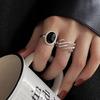 Art Deco Geometric Dark Cold Style Ring Zirconia Inlaid High-end Ins Style Personality Adjustable Fashionable Female Finger Ring