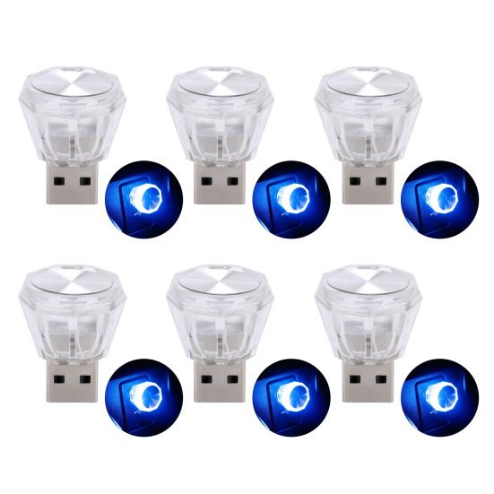 6 sztuk USB oświetlenie otoczenia samochodu przenośne oświetlenie kolorowe o wysokiej jasności Mini Auto lampa LED nastrojowa akcesoria samochodowe do użytku domowego