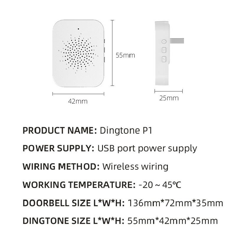 HD Wireless Video Doorbell with Optional Solar Charging Rain Cover, Ultra Long Standby, Voice Changing, Intercom Monitoring, Automatic Power Storage
