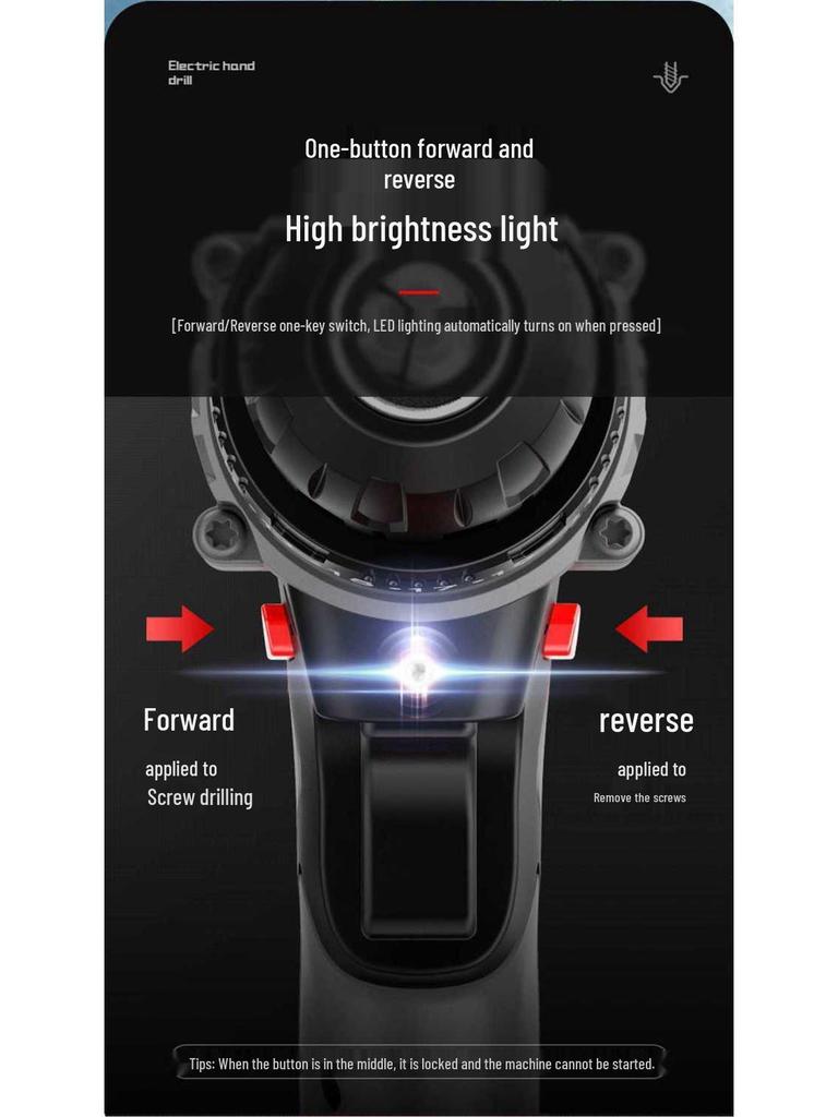 Industrial Electric Drill: High-Power, Dual-Speed, Lithium Battery, Impact Drill, Multi-Function Screwdriver