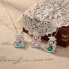 Rose Gold Plated Dual-Tone Crystal Pendant Necklace With Birthstone Women Elegant Clavicle Chain Graduation Gift