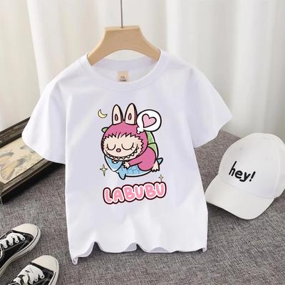 Παιδικό T-shirt Βαμβακερό Χαριτωμένο Εκτύπωση Anime κοντομάνικο Kawaii Ροζ Κινούμενο Σχέδιο Κορίτσι Καλοκαιρινά Casual Ρούχα Δώρο για Πάρτι Γενεθλίων