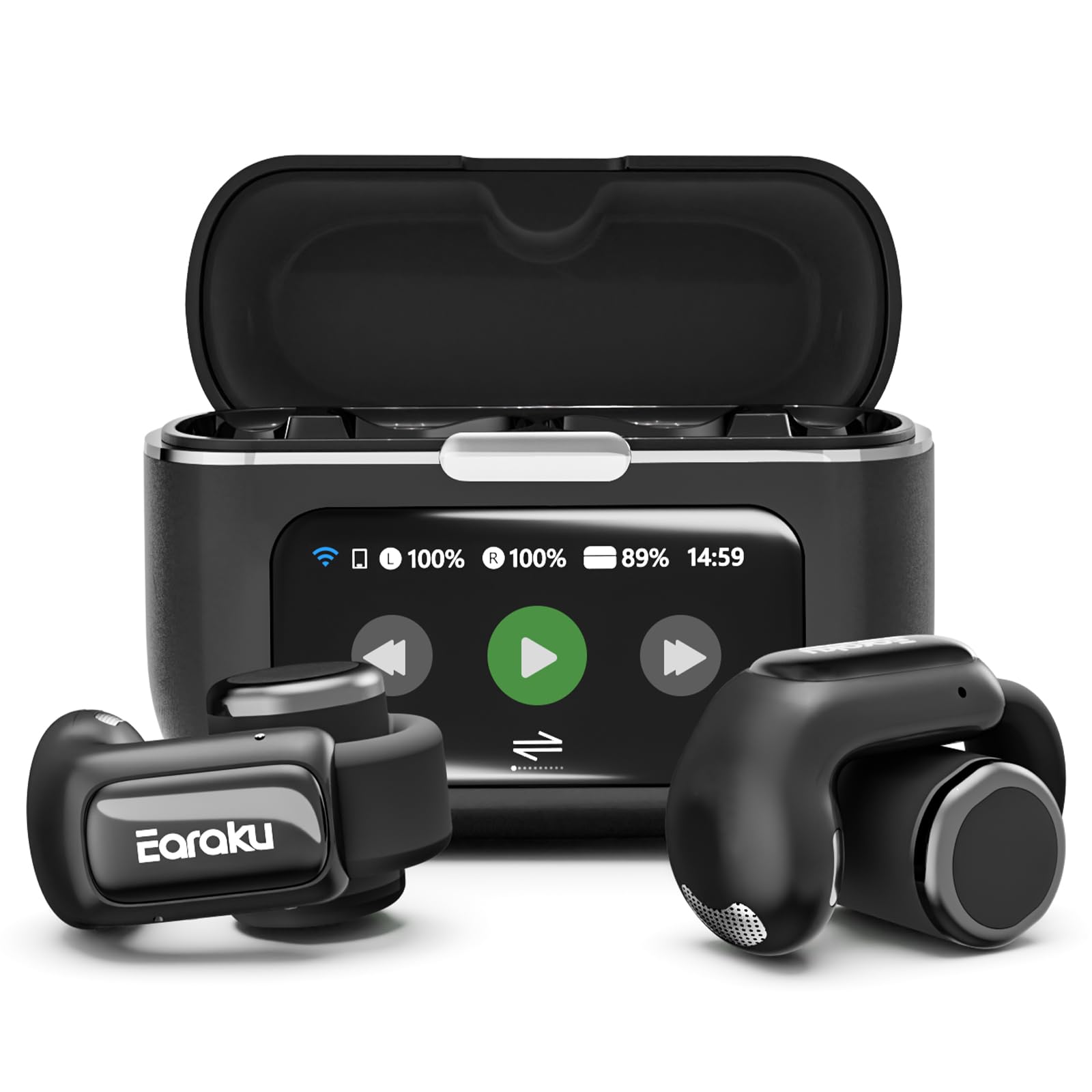 

Earaku Bluetooth Наушники Звуковой опыт Беспроводные наушники-вкладыши с ушным Bluetooth Шумоподавление Bluetooth Автоматическое ENC Hi-Fi Светодиодный Один или Легкий для AirCuff F301 чёрный