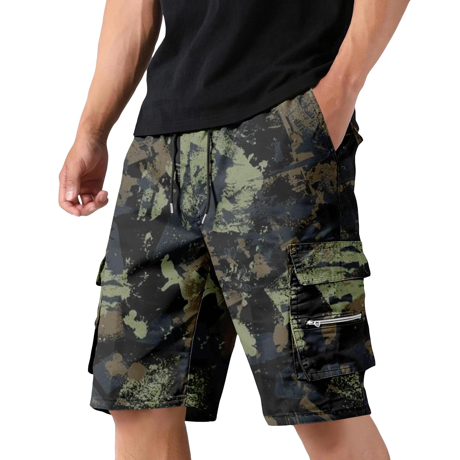 Men s Camouflage Cargo Shorts with Drawstring Waist Adjustable Fit Multi-Pocket Utility Workwear Outdoor Casual Shorts XXL