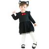 Black cat dress with cat ears and Halloween baby baby long headband, costume, clothes, girl, black, sleeves, P2294E-80-01