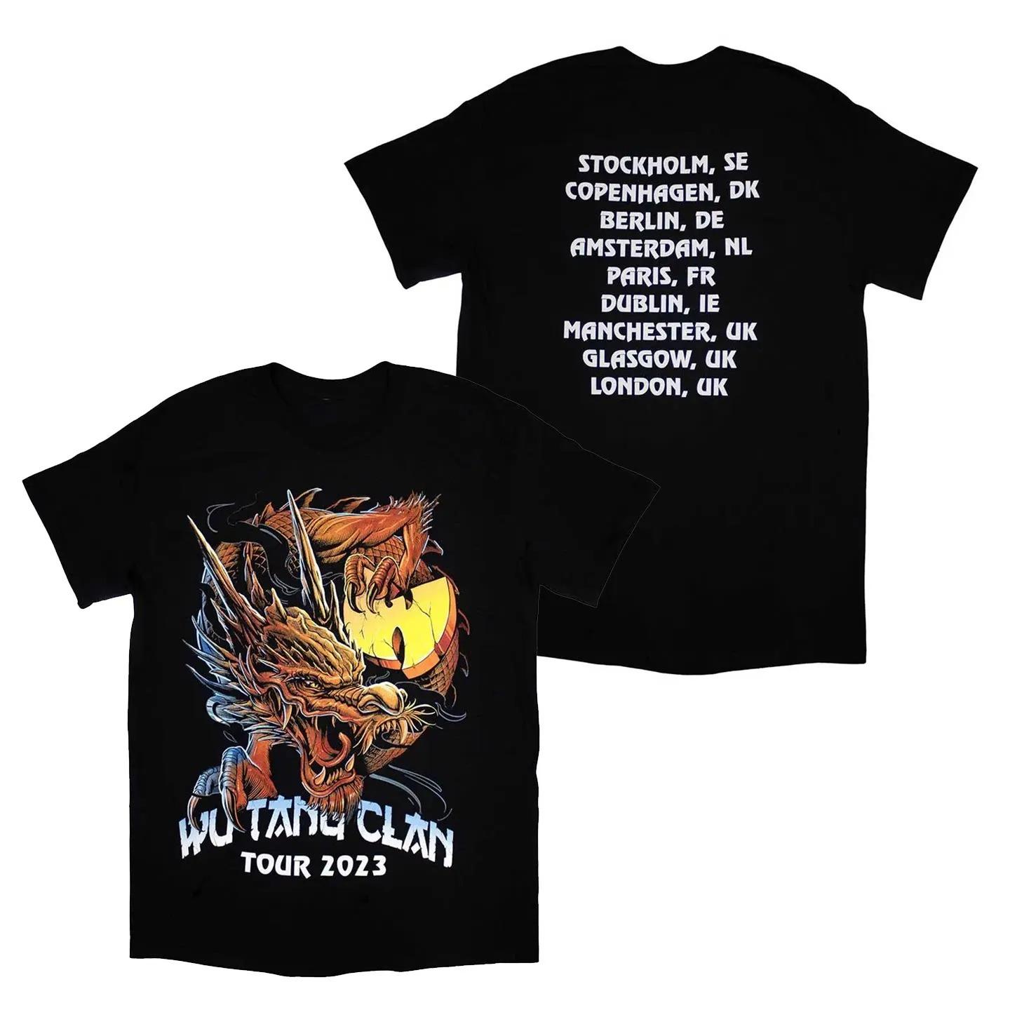 2026 Hot WuTang Clan Hip Hop Group TShirt American Retro Loose ShortSleeve Unisex Streetwear Pure Cotton Tshirt S