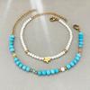 Turquoise Natural Stone Beaded Bracelet – Multicolor Crystal Gold Accent Jewelry, Boho Healing Gift for Women
