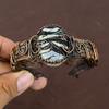 Carved Sulemani Agate Handmade Copper Wire Wrap Bangle Adjustable l6W91