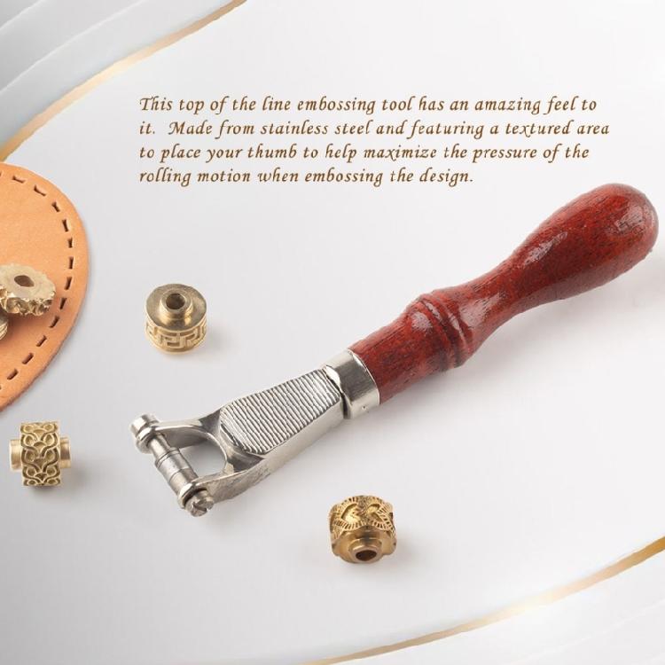 Wood Handle Leather Stamping Wheel for Professional Craft Featuring Portable Balanced Control