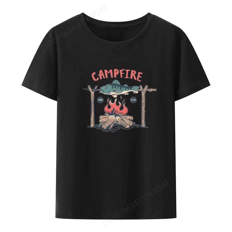 Outdoors Graphic Tshirts Campfire For Life Novelty Leisure Shortsleev Street Fashion Style Camisetas Humor Roupas Masculinas