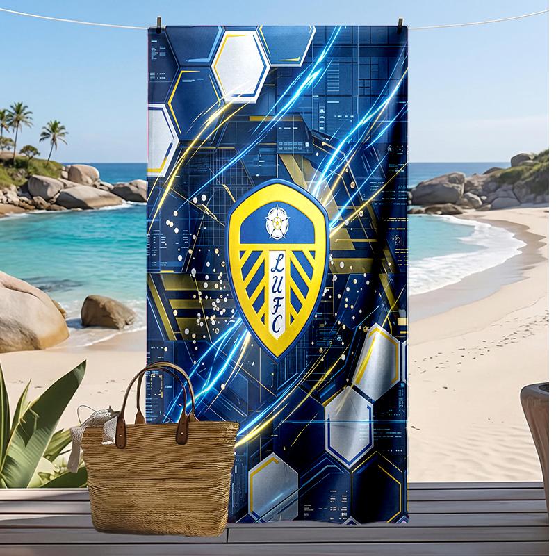 Asciugamano da Spiaggia con Stampa Leeds United Football, Asciugamano Grande Morbido ad Asciugatura Rapida per Spiaggia Campeggio Nuoto