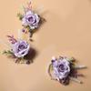 Europäisches Weißes Rosen-Anstecker & Handgelenk-Gesteck Set, Künstliche Seidenblume für Bräutigam Braut Brautjungfer, Outdoor-Hochzeitsfeier Dekoration