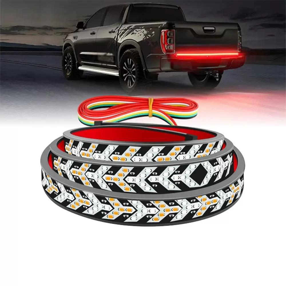 Dynamic Fishbone LED Truck Tailgate Light Bar, Dual Color Running Brake Turn Signal Strip, Universal 12V 24V Pickup Rear Tail Lamp 1m long multi-mode 1 set чёрный