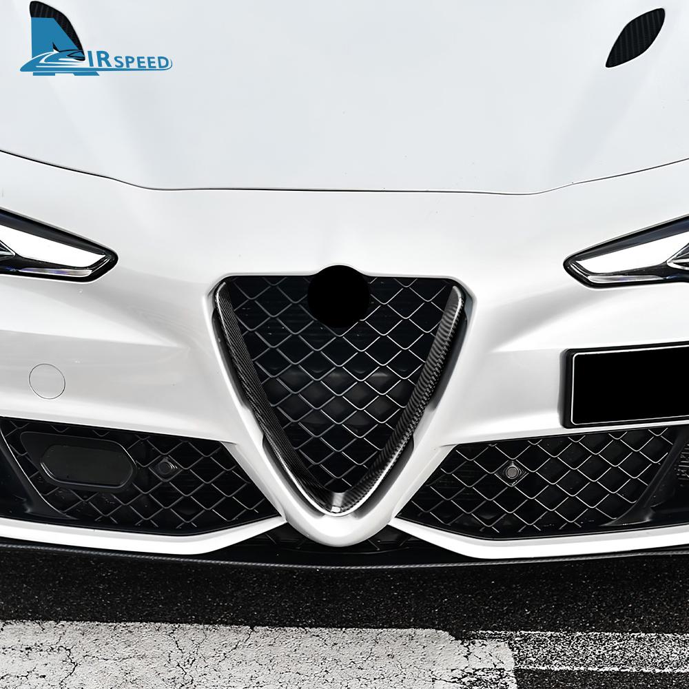 For Alfa Romeo Giulia 2017 2018 2019 2020 Real Hard Carbon Fiber Sticker LHD RHD Car Grille Decorative Frame Trim Accessories