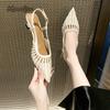 Fashion Pointed Toe Hollow Women Sandals Summer Shoes Woman Slingback 2025 Trend Elegant Dress Loafers Shoes Fashion Sandalias De Mujer