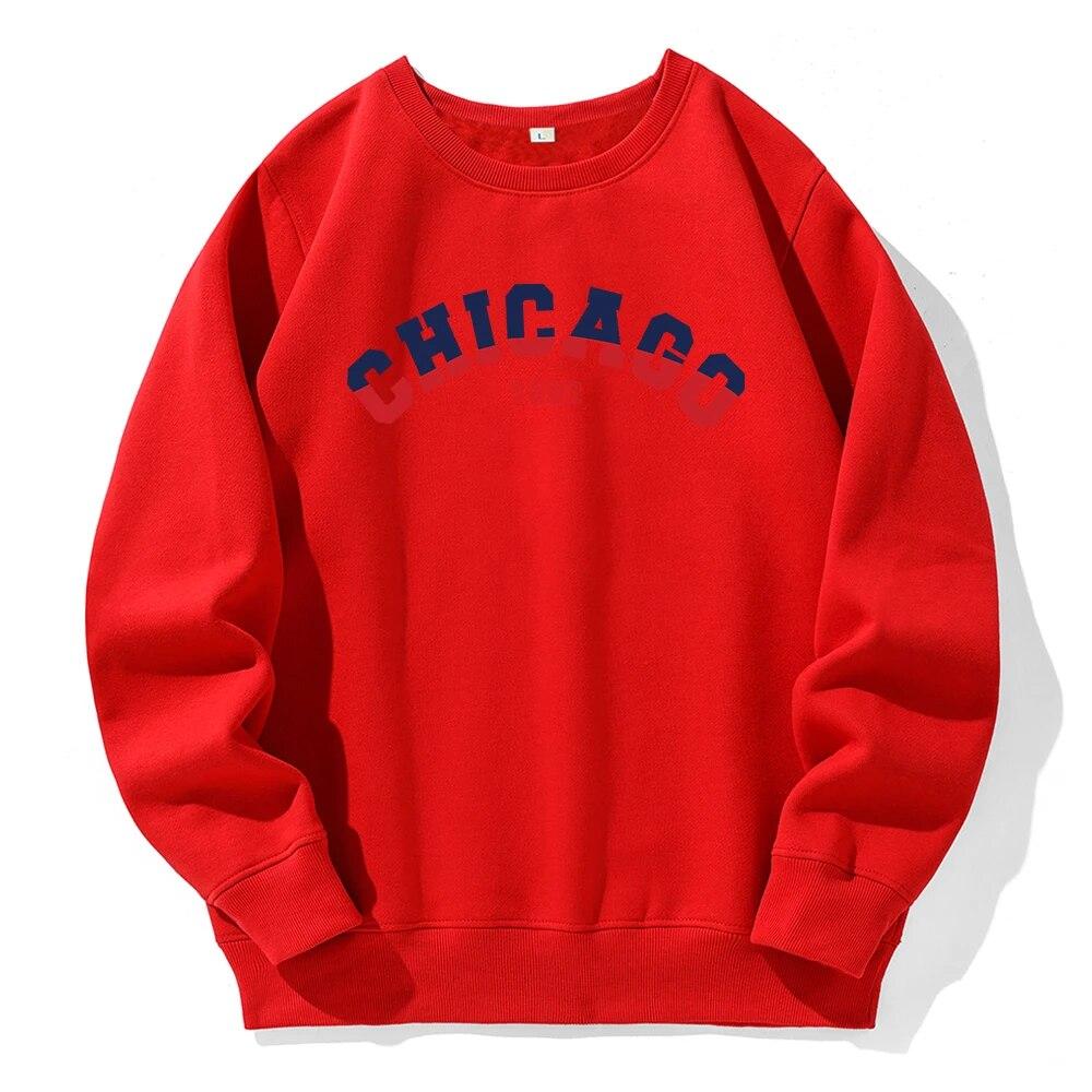 Chicago 1892 Red Blue Contrasting Design Unisex Sweatshirt Novelty Fashion Hooded O-Neck Casual Clothing Customize Loose Hoodies