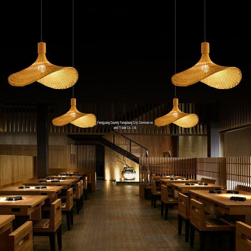 Zen Style Bamboo Rattan Pendant Light for Tea Rooms and Restaurants