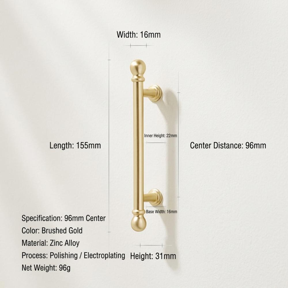 Electroplated Gold Drawer Pull Single-Hole Wardrobe Handle Furniture Hardware for Cupboard