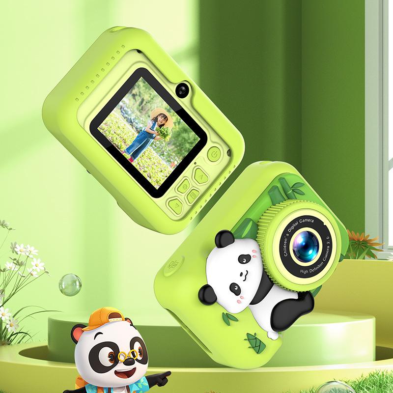 

Children s Dual Lens Panda Camera: HD Photo & Video Camera Birthday Gift for Boys and Girls Green Panda (No Card)