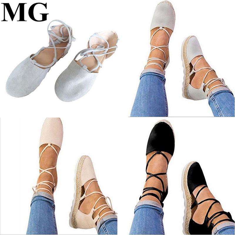Buy MG Womens Flat LaceUp Espadrilles Summer Chunky Sandals Strap Shoes at affordable prices