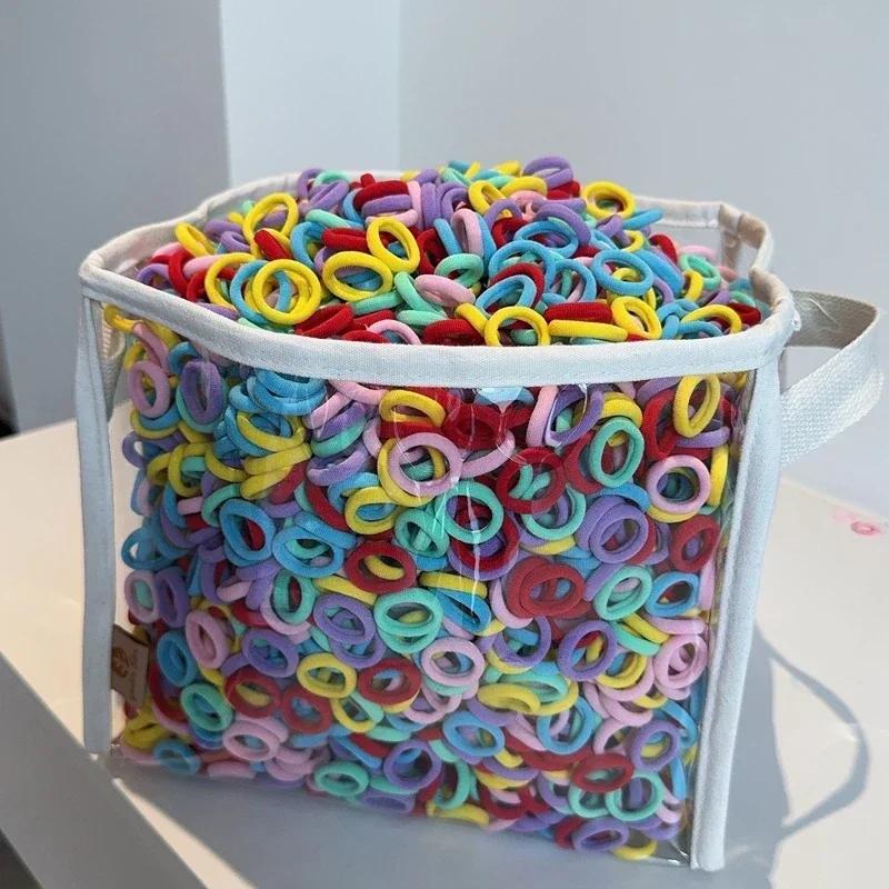 100/300PCS Basic Nylon Ealstic Hair Ties for Girls Colorful Hair Band Ponytail Holder Scrunchie Rubber Band Kid Hair Accessories