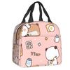 Custom Peach And Goma Mochi Cat Cuddling Thermal Insulated Lunch Bags Women Resuable Lunch Tote for School Storage Food Box