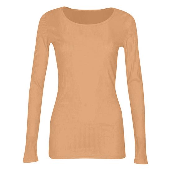 Dámské pulovry Žebrovaný top s dlouhým rukávem Spodní díl Běžný střih Lehká košile s kulatým výstřihem Pro každodenní nošení