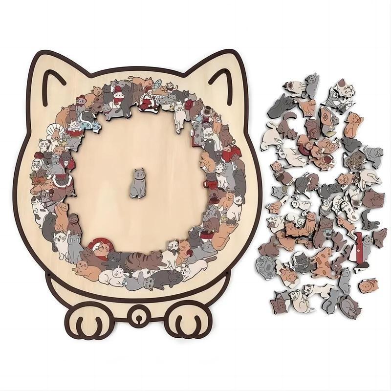 135-Piece Cat & Dog Animal Wooden Jigsaw Puzzle Ornament for Creative Home Decor