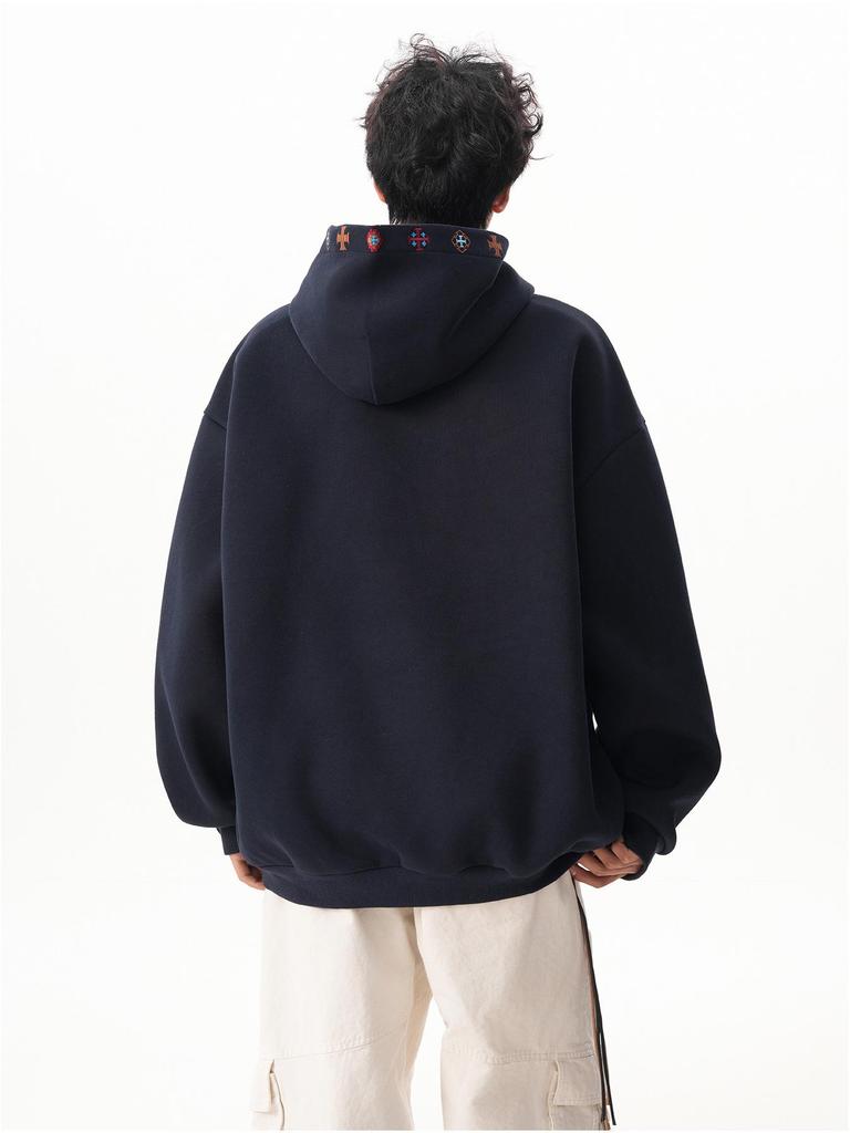 500g Unisex Ethnic Embroidered Hoodie - Autumn Long Sleeve Street Style